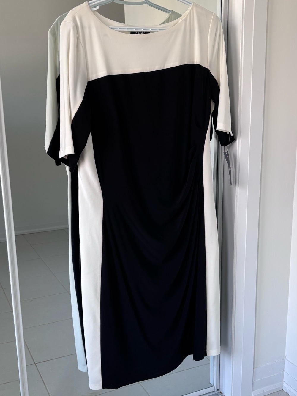 Chaps Black and White Bodycon Midi Dress